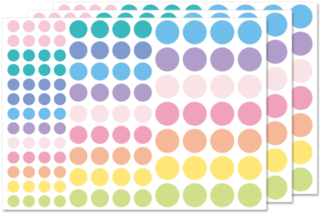Pastel Round Stickers - 348 pcs - 0 - Round Stickers - 10doigts.com - Gommettes rondes : l'essentiel du graphisme et de l'éveil créatif - 10doigts.fr