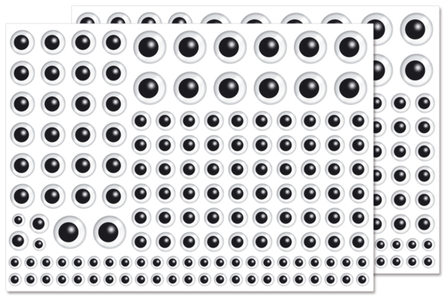 Black Eye Stickers - 296 Eyes - 1 - Eye and Face Stickers - 10doigts.com - Gommettes yeux, visages et smileys pour des créations pleines d’expression - 10doigts.fr