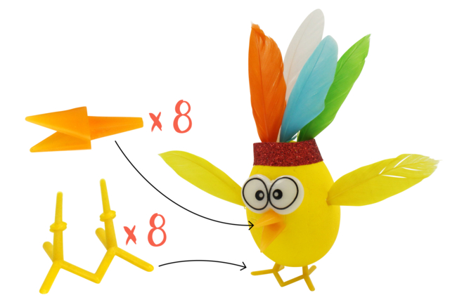 Chick Beaks and Feet to Plant - 8 pcs - 1 - Googly Eyes - 10doigts.com - Yeux mobiles - 10doigts.fr