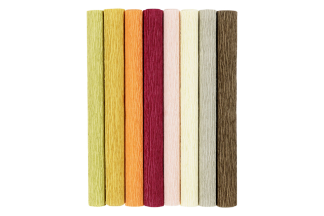 8 hojas de Papel crepé - Colores de otoño - Fleurs en papier crépon : créez des bouquets éternels - 10doigts.fr