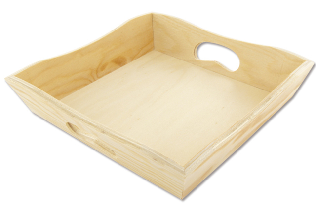 Square Wooden Tray - 1 - Wooden Trays - 10doigts.com - Plateaux en bois à décorer - 10doigts.fr