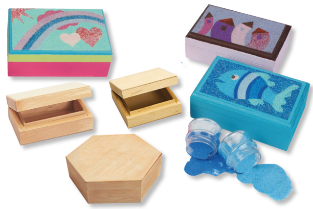 Decorar una caja de madera con una carta de arena - Scotch et adhésifs - 10doigts.fr