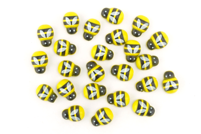Wooden Adhesive Bees - 24 Pieces - 4 - Painted Wooden Decor - 10doigts.com - Déco en bois peint - 10doigts.fr