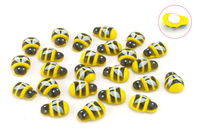Wooden Adhesive Bees - 24 Pieces - 1 - Painted Wooden Decor - 10doigts.com - Déco en bois peint - 10doigts.fr