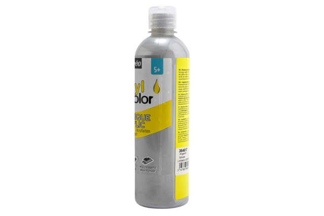 Brilliant Acrylic Color 500 ml - Silver - Peinture acrylique satinée, brillante - 10doigts.fr