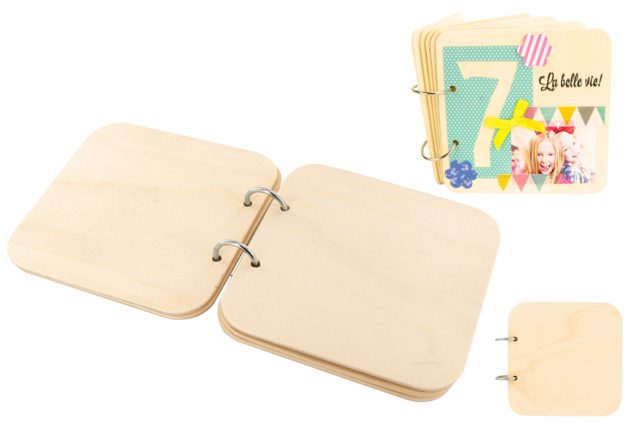 Square Wooden Photo Album - 1 - Albums and Notebooks - 10doigts.com - Albums et carnets à personnaliser - 10doigts.fr