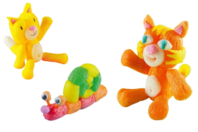 animales gato playmais - Activités manuelles avec des flocons de maïs : une matière naturelle et ludique - 10doigts.fr