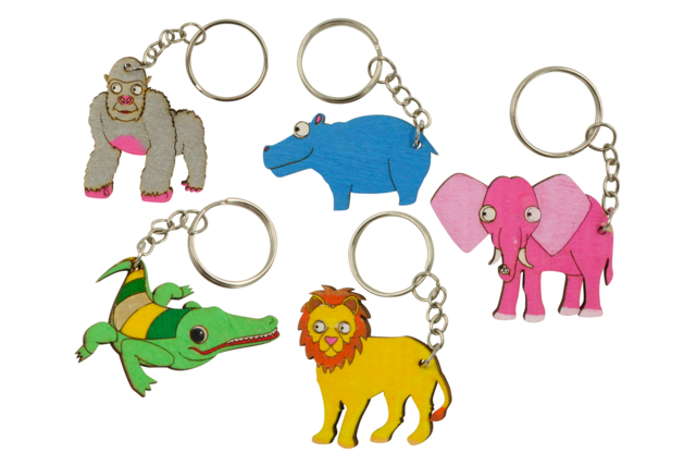 Wooden Keychains "Savannah Animals" - 5 Pieces - 3 - Keychains - 10doigts.com - Porte-clés - 10doigts.fr