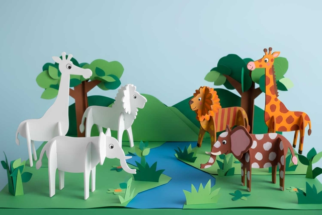 3D Foam Animals - 13 Pieces - 2 - Paper Models - 10doigts.com - Maquettes en papier - 10doigts.fr