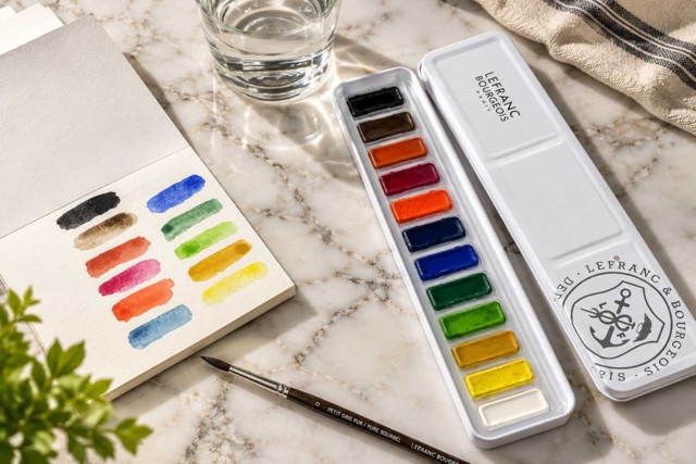 Watercolour study set in a metal case - Couleurs aquarelle - 10doigts.fr