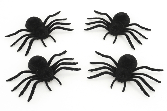 Realistic Large Spiders - 4 Pieces - 1 - Halloween Creative Accessories - 10doigts.com - Accessoires créatifs Halloween - 10doigts.fr