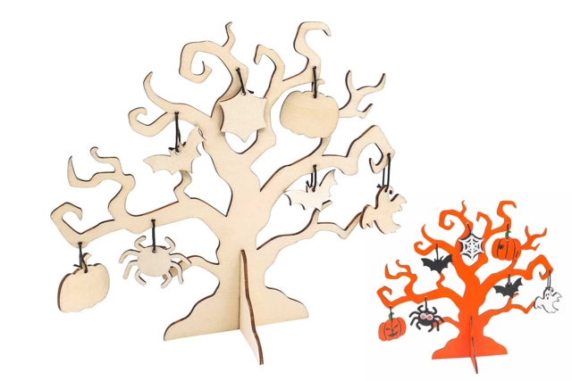 Spooky Tree and Wooden Shapes - 1 - Halloween Decoration Stands - 10doigts.com - Supports d'Halloween à décorer - 10doigts.fr