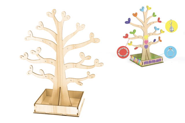 Wooden Jewelry Tree Stand 20 cm - 3 - Wooden Objects for the Home - 10doigts.com - Objets en bois à décorer pour la maison - 10doigts.fr