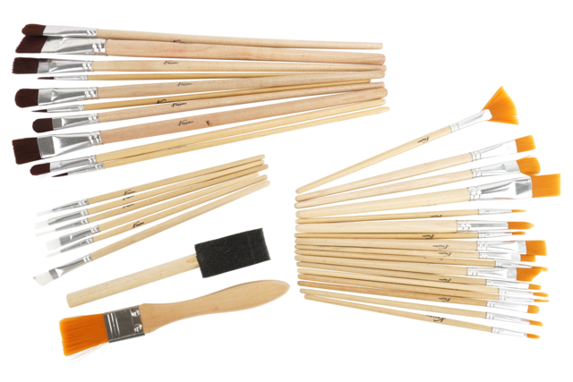 assortimento de pinceles y brocha de pintura - Pinceaux poils synthétiques - 10doigts.fr