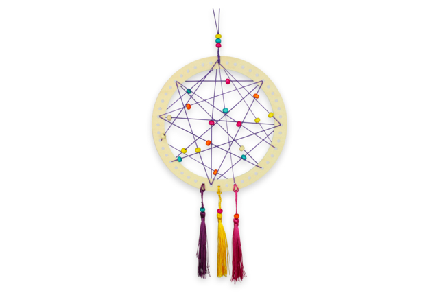 Dreamcatcher Kit with Beads and Pom Poms - 6 Pieces - 6 - Wooden Decorative Suspensions - 10doigts.com - Kits attrape-rêves : créez une décoration poétique unique - 10doigts.fr