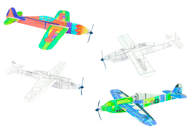 Coloring Glider Planes - 12 Pieces - 2 - Coloring Shapes and Drawings - 10doigts.com - Coloriage - 10doigts.fr