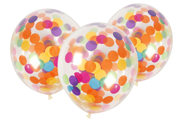 Confetti Balloons - 6 Pieces - 1 - Balloons, garlands, streamers - 10doigts.com - Ballons, guirlandes, serpentins - 10doigts.fr