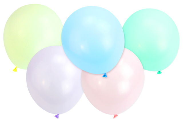 Round Balloons, Pastel Colors - 100 Pieces - 1 - Balloons, garlands, streamers - 10doigts.com - Ballons, guirlandes, serpentins - 10doigts.fr