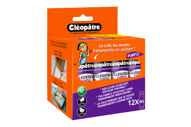 Purple Cléopâtre Glue Stick - 2 - School Glues - 10doigts.com - Colles scolaires : bâton, blanche, gel et colle forte - 10doigts.fr