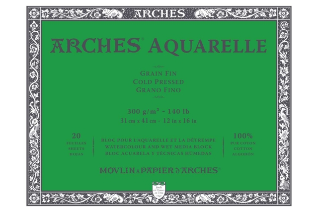 Arches Watercolor Block, Fine Grain, 300 g, 31 × 41 cm - Papiers aquarelle et gouache - 10doigts.fr