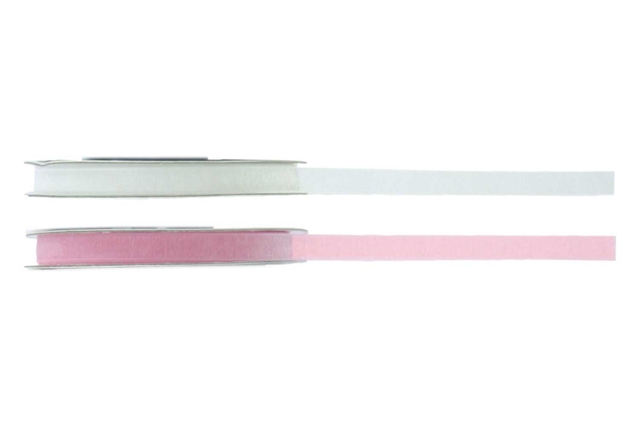 Organza Ribbon - White and Pink - 1 - Ribbons and Bias - 10doigts.com - Rubans - 10doigts.fr