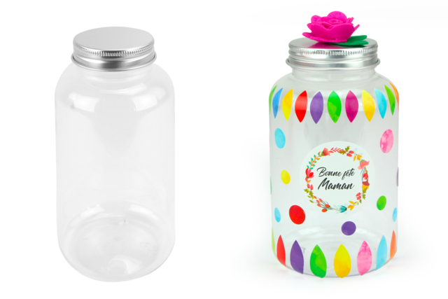 Plastic Jar with Metal Lid - 500 ml - 4 - Transparent Plastic - 10doigts.com - Plastique Transparent - 10doigts.fr