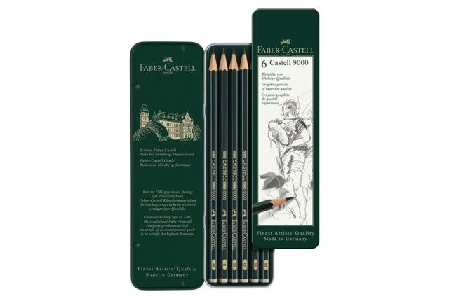 Caja de 6 lápices de grafito 9000 - Crayons graphite et mines pour le dessin - 10doigts.fr
