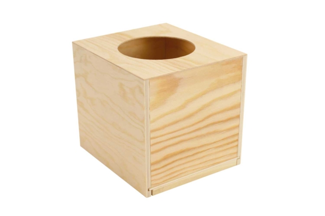 Wooden Square Tissue Box - 1 - Wooden Boxes - 10doigts.com - Boîtes en bois à décorer - 10doigts.fr