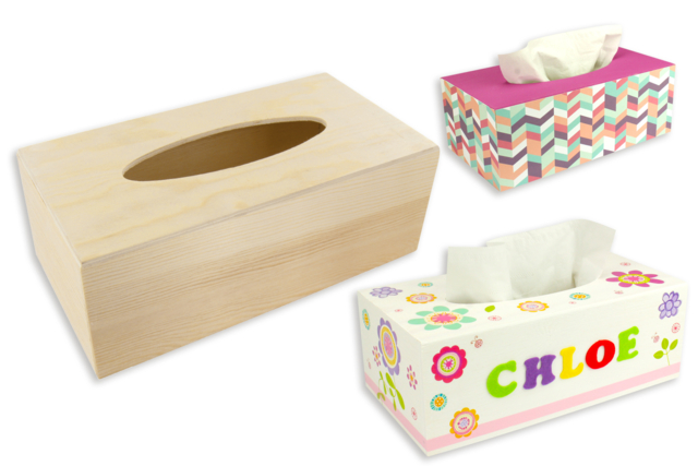 Wooden Tissue Box - 7 - Wooden Boxes - 10doigts.com - Boîtes en bois à décorer - 10doigts.fr