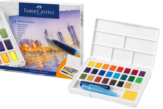 Estuche de acuarelas Faber-Castell 24 pastillas - Couleurs aquarelle - 10doigts.fr