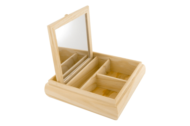Mirror Jewelry Box - 1 - Wooden Boxes - 10doigts.com - Boîtes en bois à décorer - 10doigts.fr
