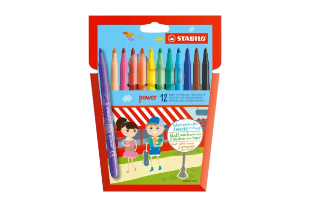 Caja de 12 rotuladores Stabilo Power - Feutres pointes moyennes : l'outil polyvalent pour le dessin et l'école - 10doigts.fr