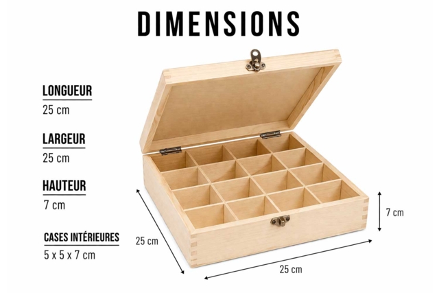 16-Compartment Storage Box - Boîtes en bois à décorer - 10doigts.fr