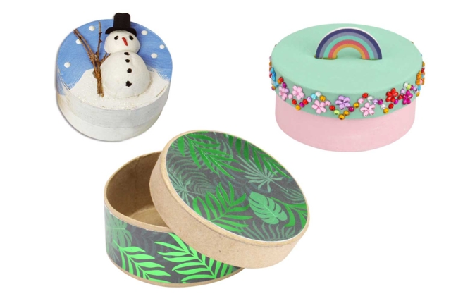 Paper Mâché Boxes - 15 - Cardboard Boxes and Baskets - 10doigts.com - Boîtes et corbeilles en carton - 10doigts.fr