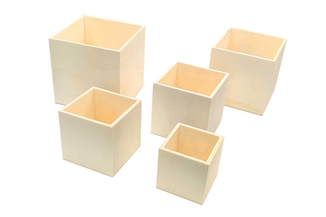 Stacking Wooden Boxes - 5 Pieces - 3 - Wooden Boxes - 10doigts.com - Boîtes en bois à décorer - 10doigts.fr