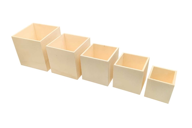Stacking Wooden Boxes - 5 Pieces - 1 - Wooden Boxes - 10doigts.com - Boîtes en bois à décorer - 10doigts.fr