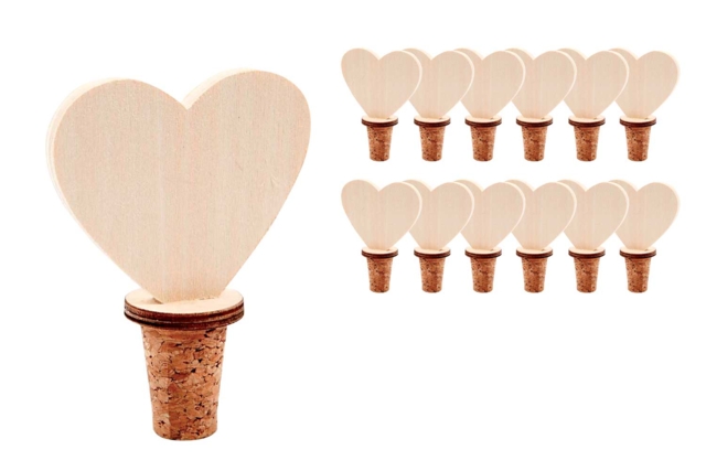 Cork Heart Stoppers - 12 Pieces - 2 - Wooden Objects for the Kitchen - 10doigts.com - Objets en bois à décorer pour la cuisine - 10doigts.fr
