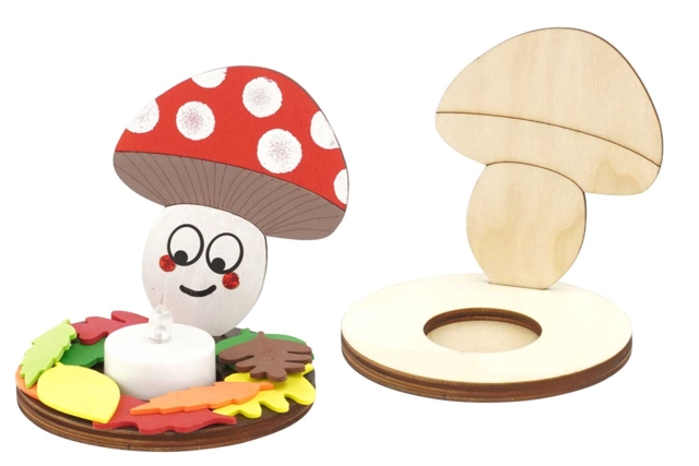 Mushroom Candle Holders to Assemble - 4 Pieces - 1 - Candle Holders and Lanterns - 10doigts.com - Bougeoirs et photophores à décorer - 10doigts.fr