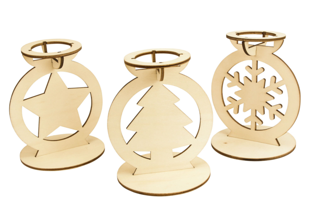 Wooden Christmas Candle Holders - 3 Pieces - 2 - Christmas Lanterns - 10doigts.com - Photophores de Noël à décorer - 10doigts.fr
