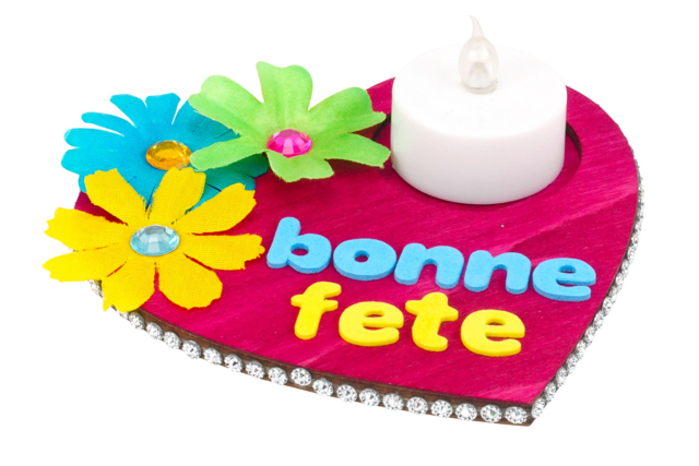 bougeoir bonne fête coeur - Gommettes Alphabet, messages - 10doigts.fr
