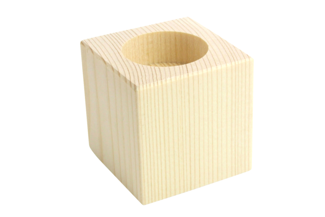 Wooden Cubic Candle Holder - 1 - Wood Candle Holders - 10doigts.com - Bougeoirs en bois - 10doigts.fr