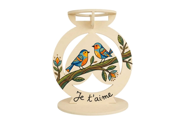 Wooden Candle Holders to Assemble with Inverted Heart - 6 pcs - 4 - Candle Holders and Lanterns - 10doigts.com - Bougeoirs et photophores à décorer - 10doigts.fr
