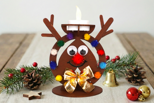 Wooden Candle Holders to Assemble with Inverted Heart - 6 pcs - 2 - Candle Holders and Lanterns - 10doigts.com - Bougeoirs et photophores à décorer - 10doigts.fr
