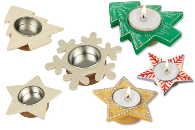 Wood Candle Holders - Shapes of Your Choice - 5 - Wood Candle Holders - 10doigts.com - Bougeoirs en bois - 10doigts.fr
