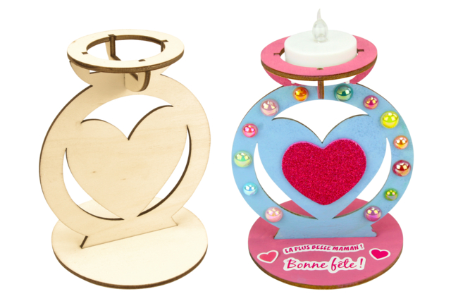 Heart-Shaped Wooden Candle Holders - 6 Pieces - 2 - Wood Candle Holders - 10doigts.com - Bougeoirs en bois - 10doigts.fr