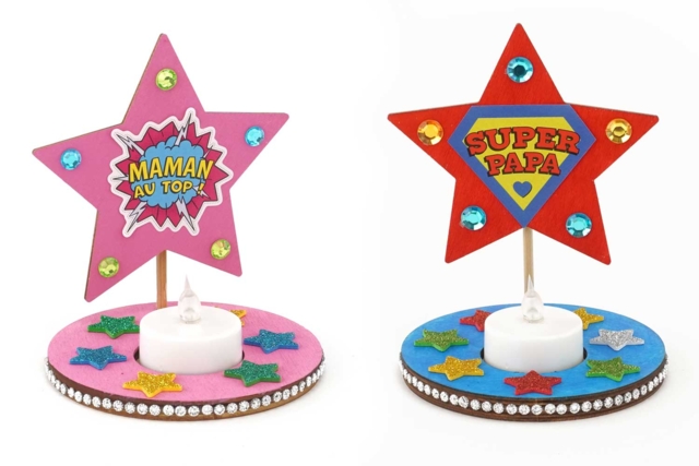 Wooden Star Candle Holders - 4 Pieces - 6 - Wood Candle Holders - 10doigts.com - Bougeoirs et photophores à décorer - 10doigts.fr