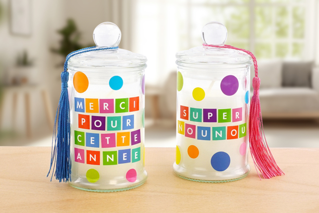 Scented Candle in a Glass Jar - 2 - Candle Holders and Lanterns - 10doigts.com - Bougeoirs et photophores à décorer - 10doigts.fr