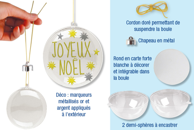 3-in-1 Balls, Transparent Plastic - 10 Pieces - 14 - DIY Christmas Ornaments - 10doigts.com - Boules de Noël DIY - 10doigts.fr