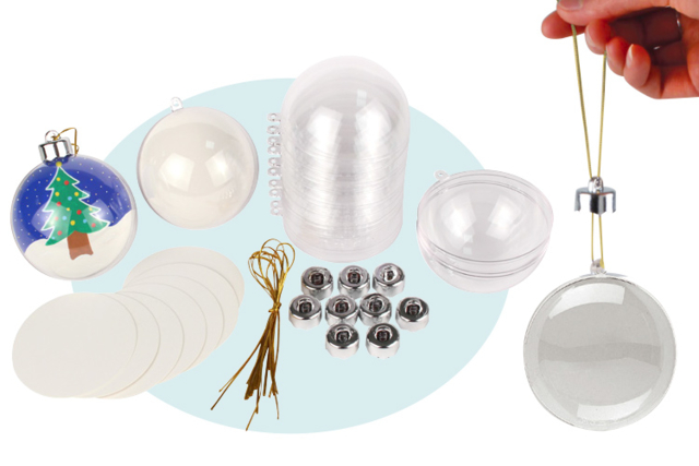 3-in-1 Balls, Transparent Plastic - 10 Pieces - 1 - DIY Christmas Ornaments - 10doigts.com - Boules de Noël DIY - 10doigts.fr