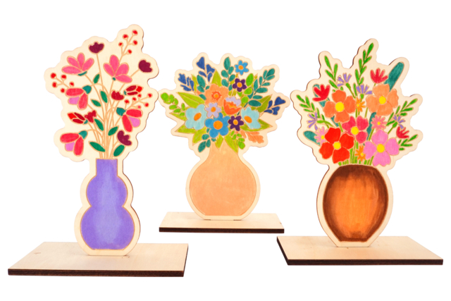 Wooden Flower Bouquets - 3 Pieces - 1 - Home Decor - 10doigts.com - Home Déco - 10doigts.fr